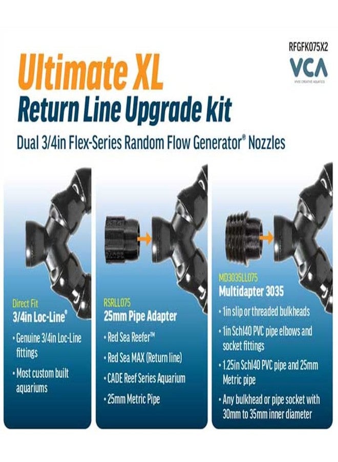 مجموعة ترقية خط الإرجاع النهائي VCA Flex Series Ultimate XL، مولد تدفق عشوائي مزدوج من سلسلة Flex مقاس 3/4 بوصة، من Vivid Creative Aquatics - Image 2